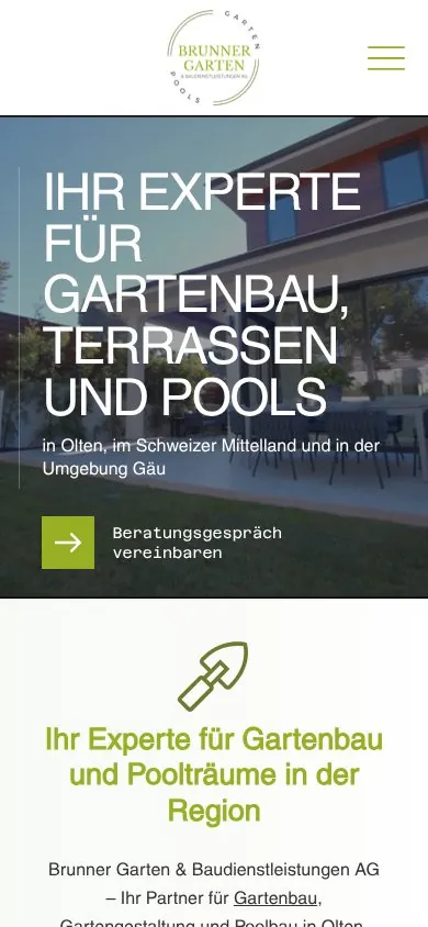 Website von Brunner Garten & Baudienstleistungen AG, Handy